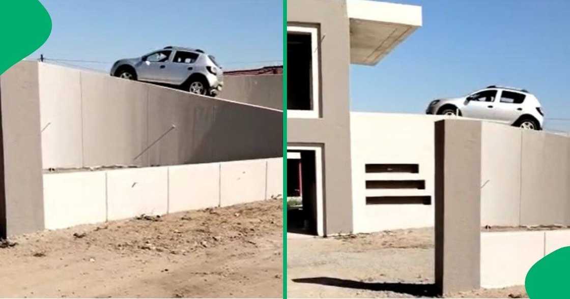 A homeowner in a village built his garage on his roof.