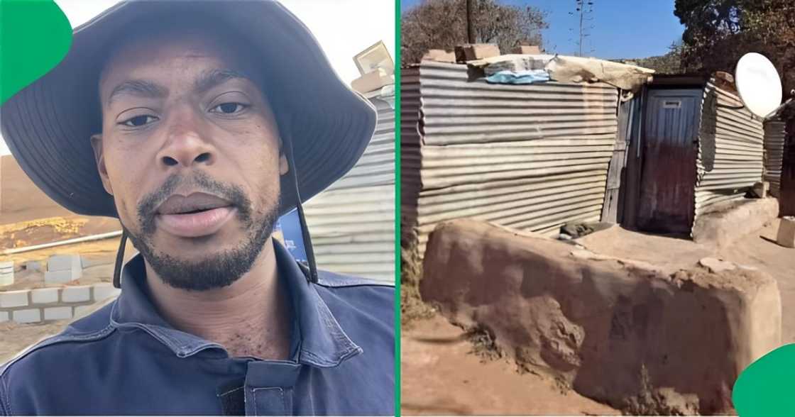 A man showed the visuals of a mkhukhu project A man showed the visuals of a mkhukhu project