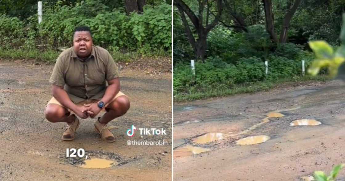 Man on TikTok makes fun of South African potholes Man on TikTok makes fun of South African potholes