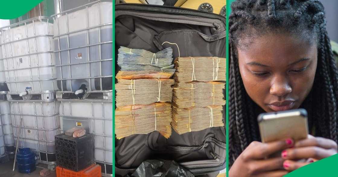 Many South Africans applaud police officers for dismantling an illegal distillery. Many South Africans applaud police officers for dismantling an illegal distillery.