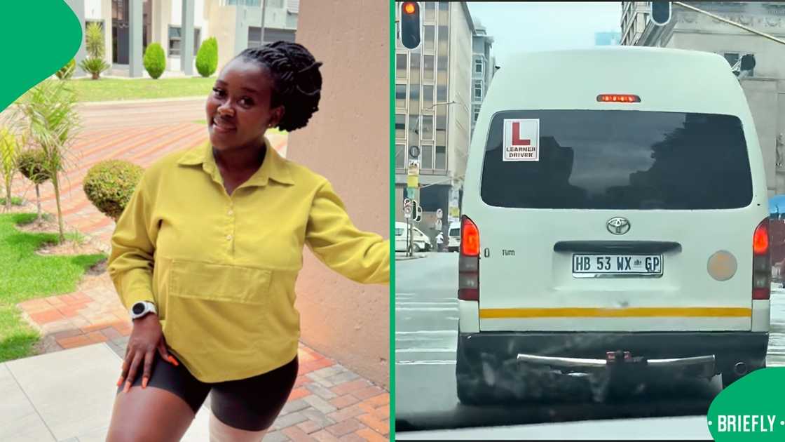 TikTok users debated on what could have been the reason for a taxi to be on the road with a learner driver sign