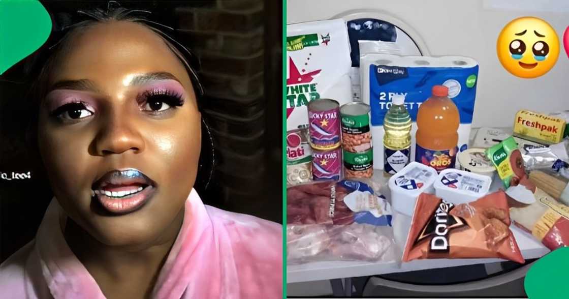 A TikTok video shows a broke student unveiling what she received from a kind stranger.