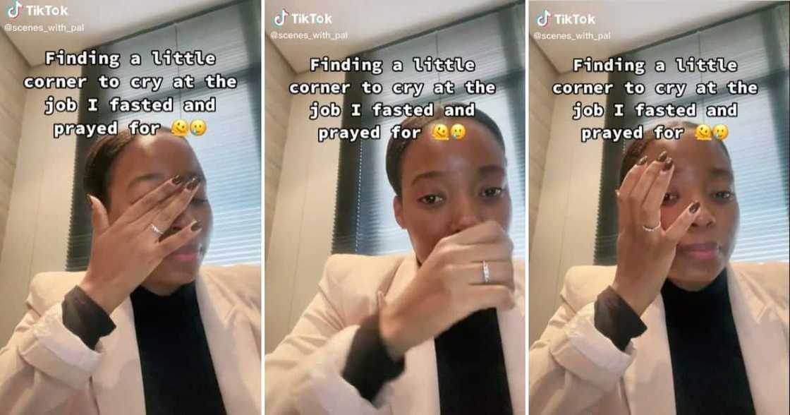 Lady crying at job Lady crying at job