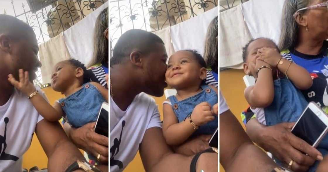 Dad, Little Girl, Blushing, Whispering in Her Ear, Video Dad, Little Girl, Blushing, Whispering in Her Ear, Video