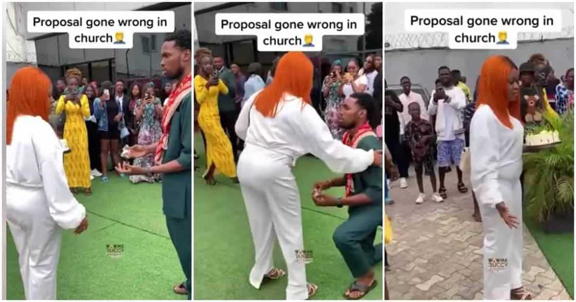 Photos from the moment a lady rejected a man's proposal in church in front of other people