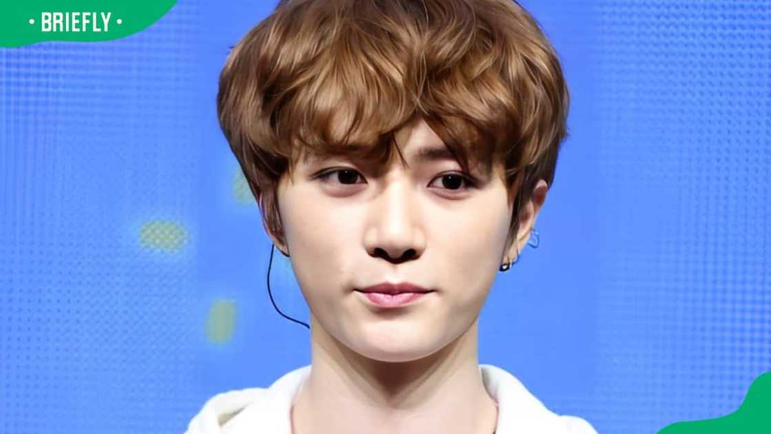 Beomgyu of TXT at a press conference Beomgyu of TXT at a press conference