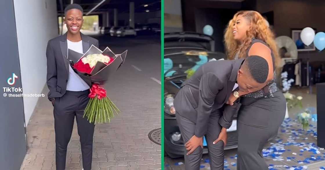 Lesbian couple got engaged at a car dealership Lesbian couple got engaged at a car dealership