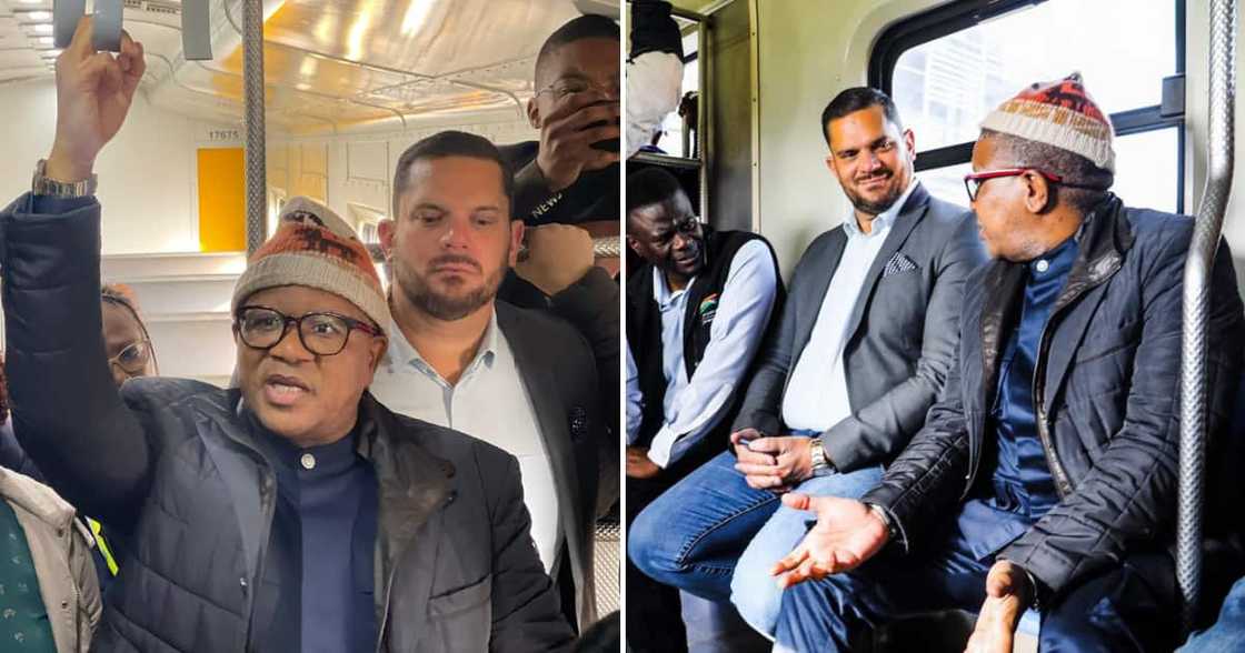 Minister of Transport Fikile Mbalula travelling on a Prasa train Minister of Transport Fikile Mbalula travelling on a Prasa train