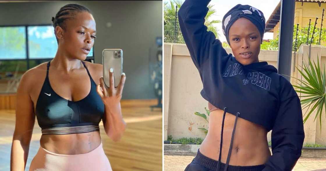 Unathi recently showed off her flat abs. Unathi recently showed off her flat abs.
