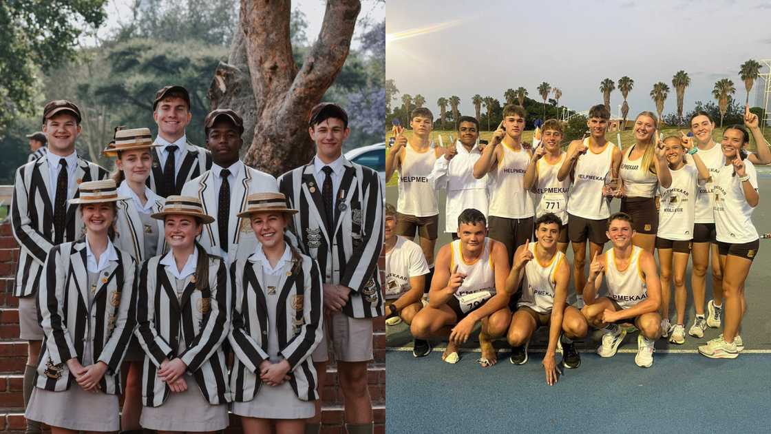 Students of Helpmekaar Kollege in their official learning uniform and sports uniform Students of Helpmekaar Kollege in their official learning uniform and sports uniform