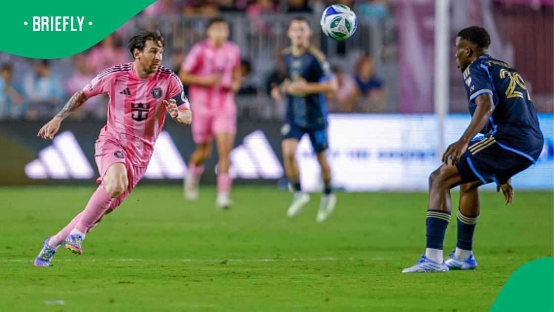 Olwethu Makhanya stands his ground during an encounter with Lionel Messi in the MLS. Olwethu Makhanya stands his ground during an encounter with Lionel Messi in the MLS.
