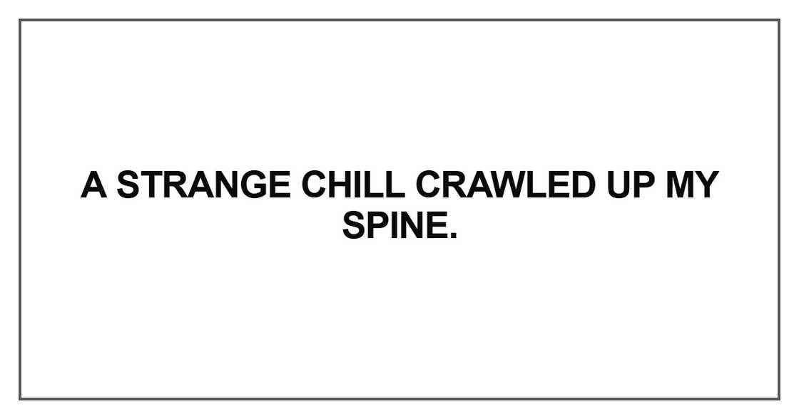 A strange chill crawled up my spine