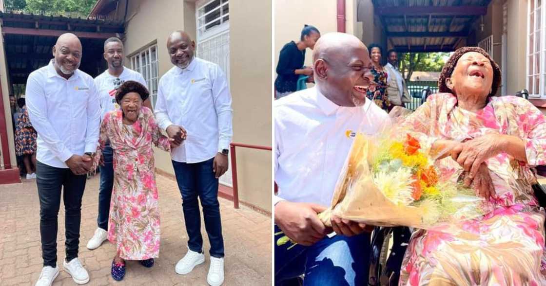 Collen Mashawana, his team and the old lady Collen Mashawana, his team and the old lady