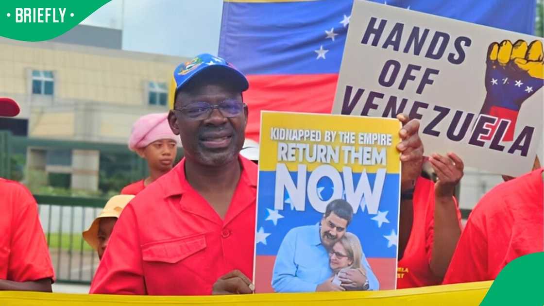 Solly Mapaila blasted Donald Trump during a protest at the US embassy in Pretoria