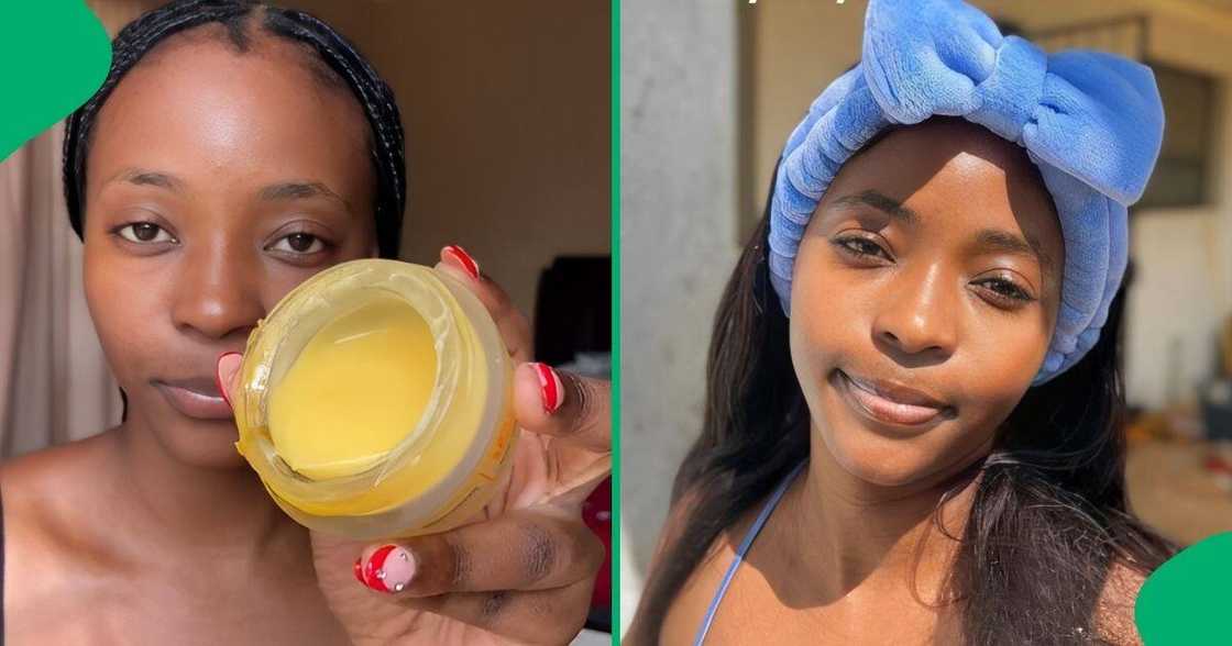 A woman shared a video showcasing her skincare routine using Himalaya's turmeric dark spot-clearing range