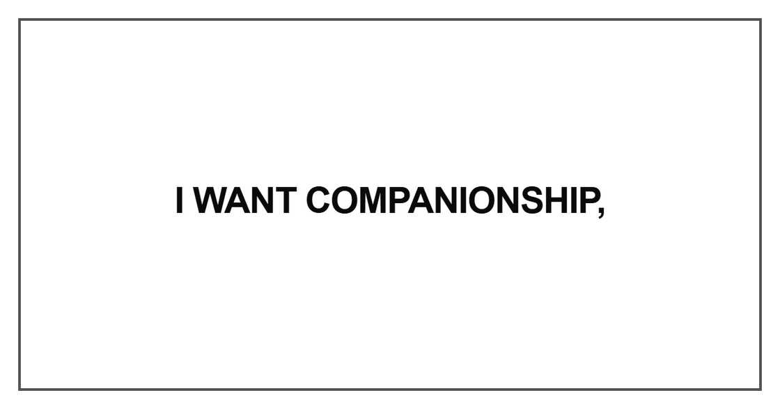 I want companionship I want companionship