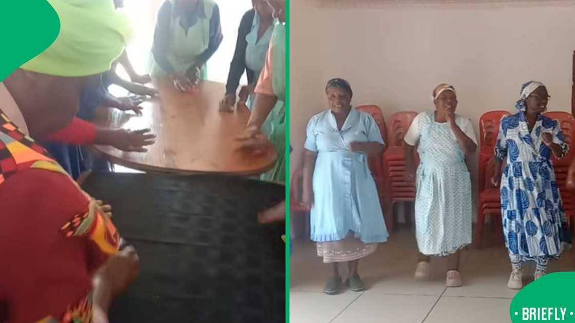 The image on the right captured the gogos stretching themselves