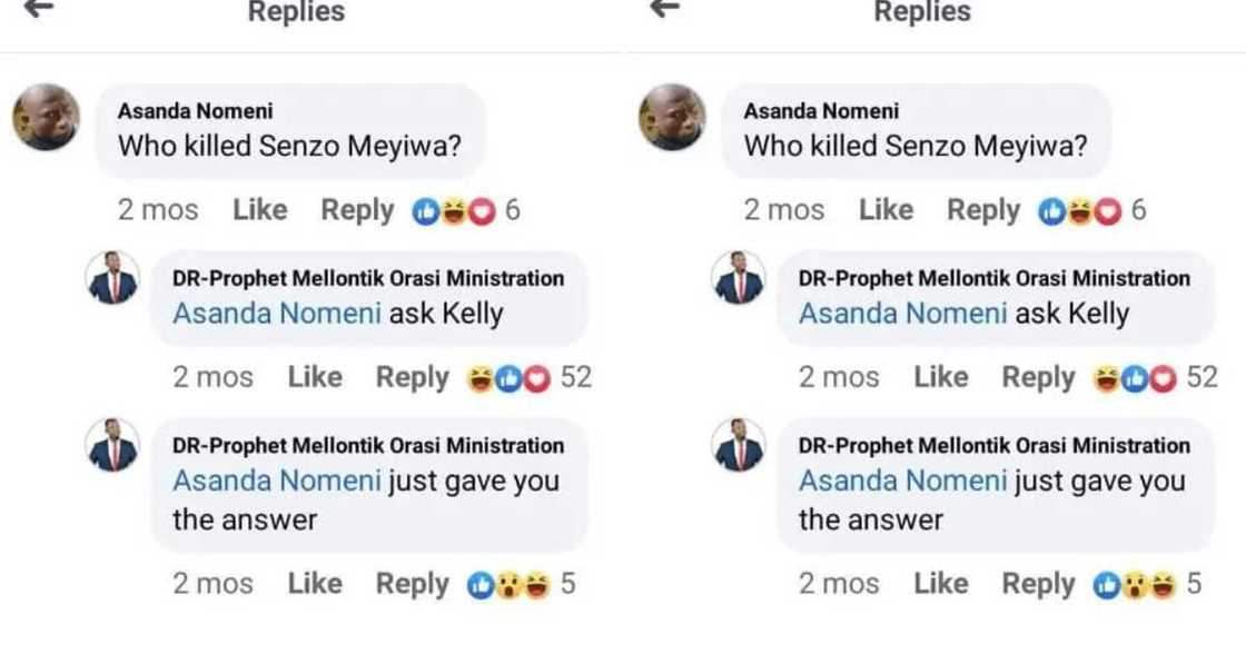 A Zimbabwean prophet has reportedly revealed Kelly Khumalo is involved in Senzo Meyiwa's murder. A Zimbabwean prophet has reportedly revealed Kelly Khumalo is involved in Senzo Meyiwa's murder.