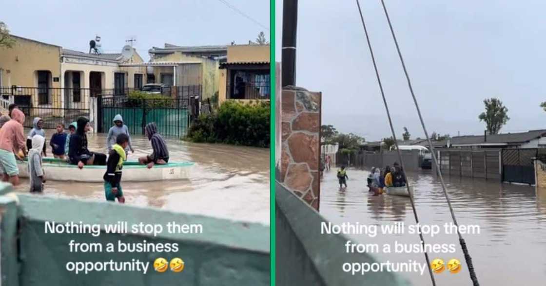 Men charge people for boat rides home during Western Cape floods Men charge people for boat rides home during Western Cape floods