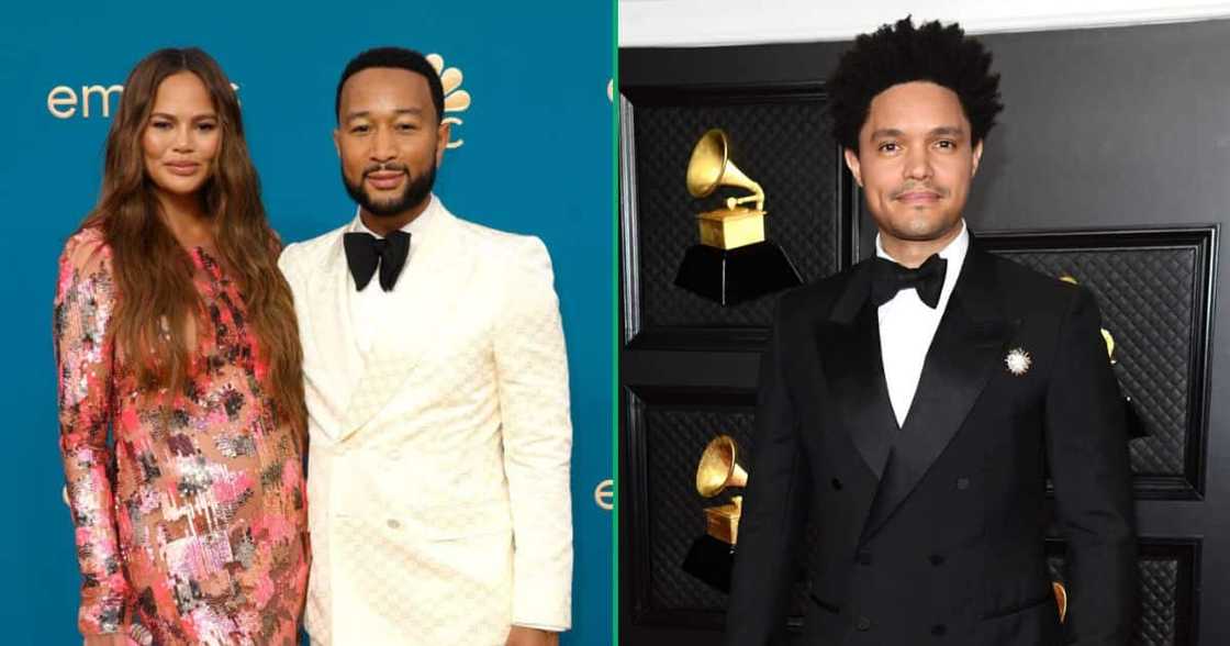 John Legend uses Trevor Noah's phone at the Grammy Awards