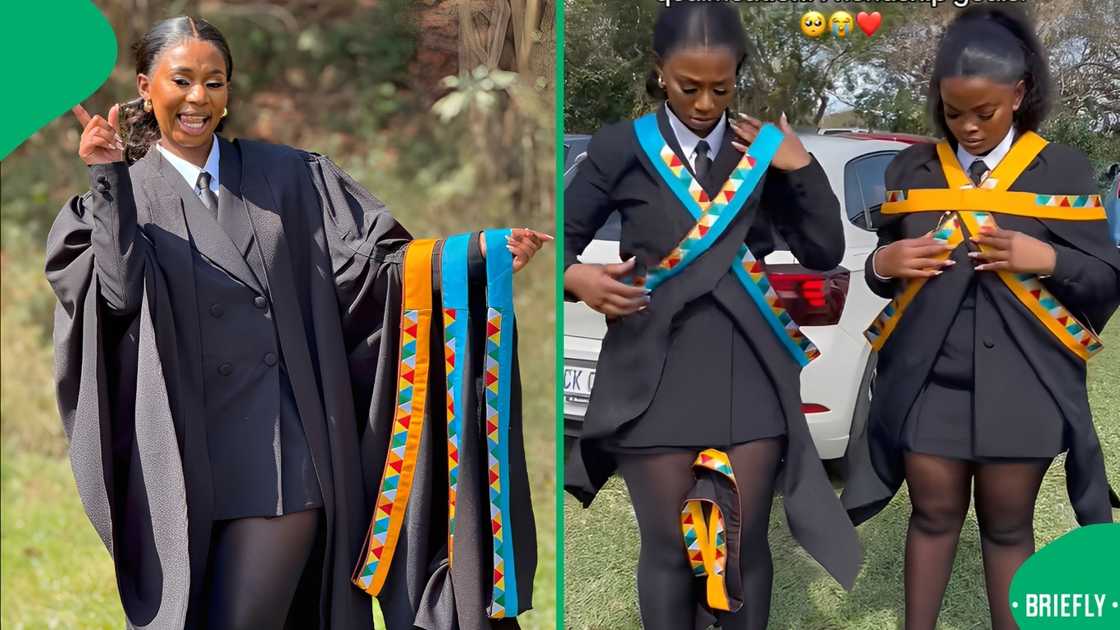The duo was filmed graduating with the same postgrad degree, which was their third