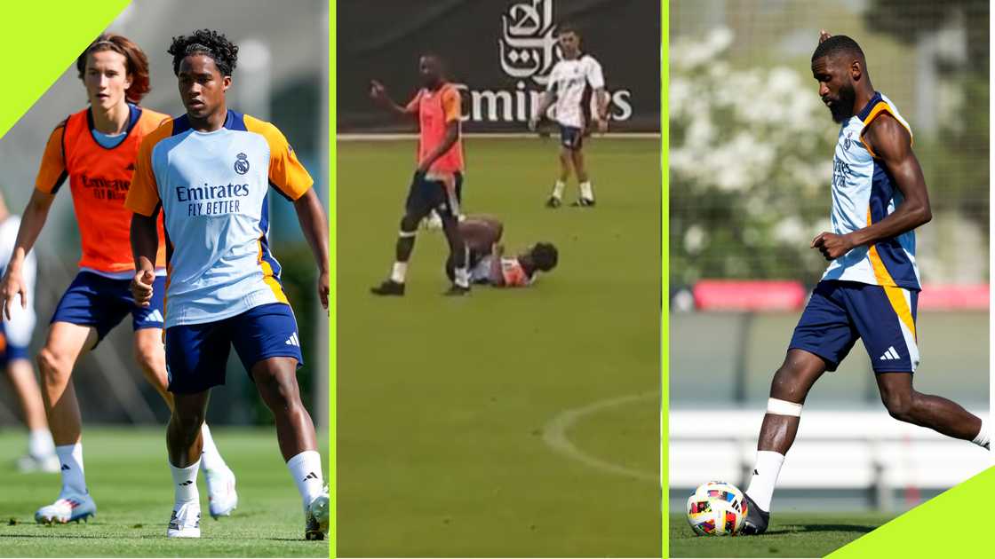 Rudiger's tackle on Endrick in his first Real Madrid training goes viral