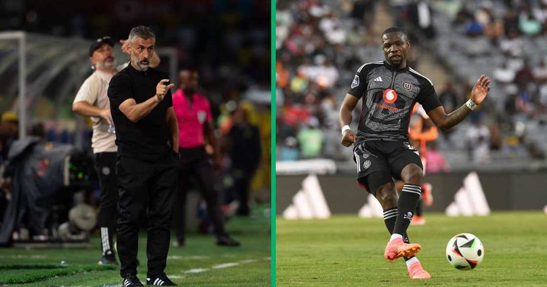 Orlando Pirates coach José Riveiro helped Tshegofatso Mabasa.