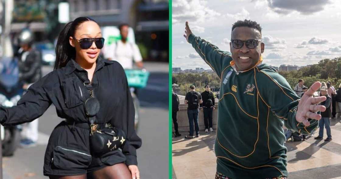 Thando and Robert Marawa in France. Thando and Robert Marawa in France.
