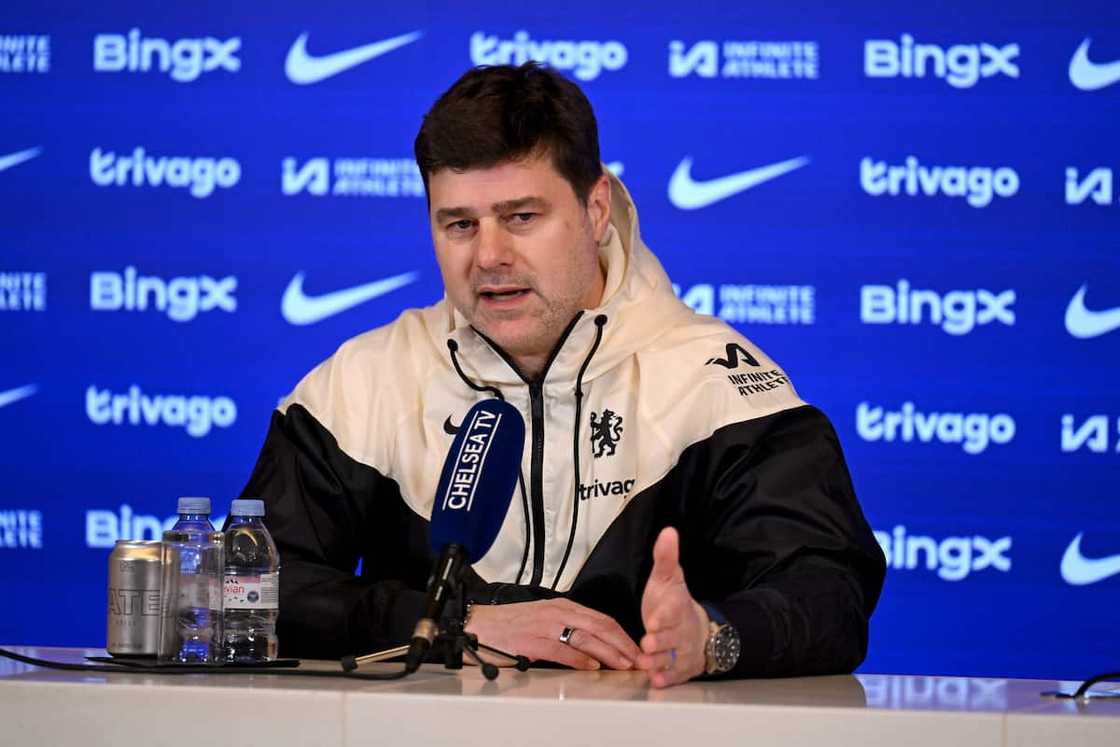 Mauricio Pochettino of Chelsea during a press conference at Chelsea Training Ground Mauricio Pochettino of Chelsea during a press conference at Chelsea Training Ground
