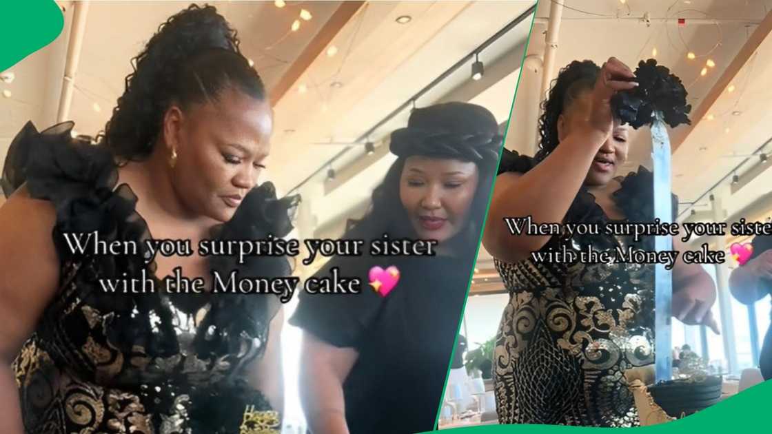 Woman's sister gifts her money cake in TikTok video Woman's sister gifts her money cake in TikTok video