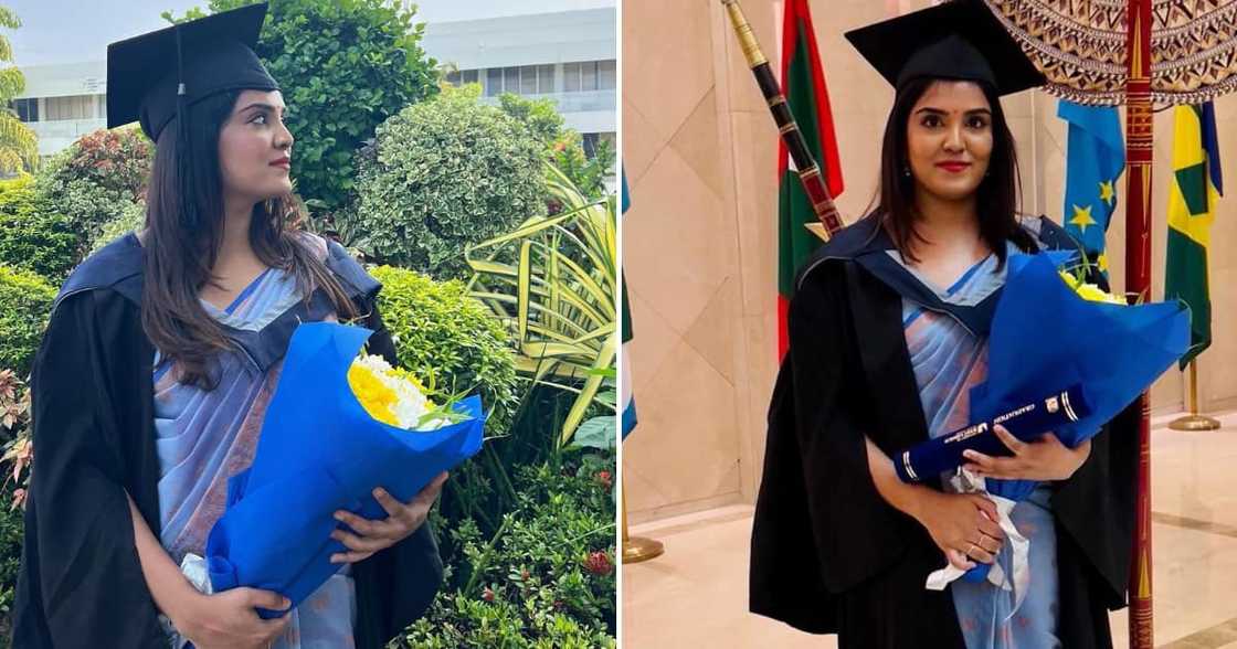 A young lady thanked everyone who helped her bag a Master of Business Administration A young lady thanked everyone who helped her bag a Master of Business Administration