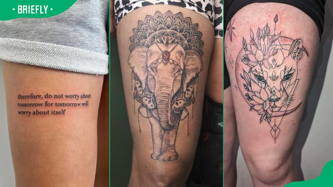Girly front thigh tattoos Girly front thigh tattoos