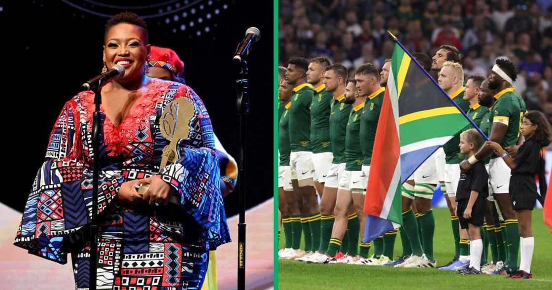 Ntokozo Mbambo nails national anthem at Springboks vs Ireland game in Durban Ntokozo Mbambo nails national anthem at Springboks vs Ireland game in Durban