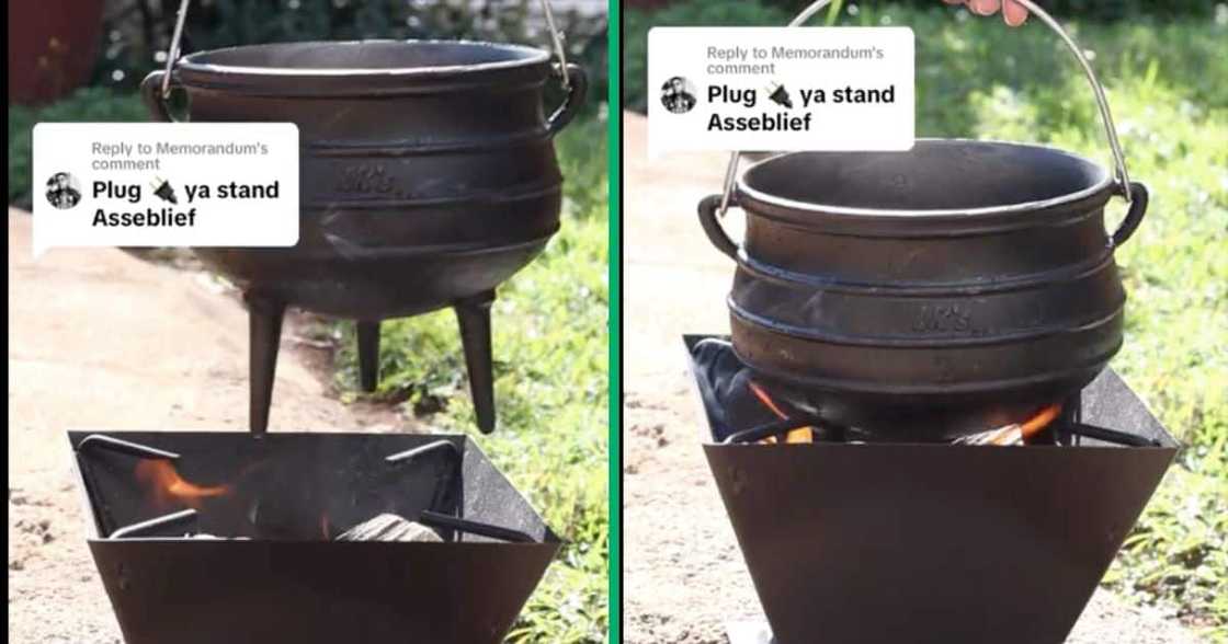 A man shared where he got a potjie post stand and how much it cost