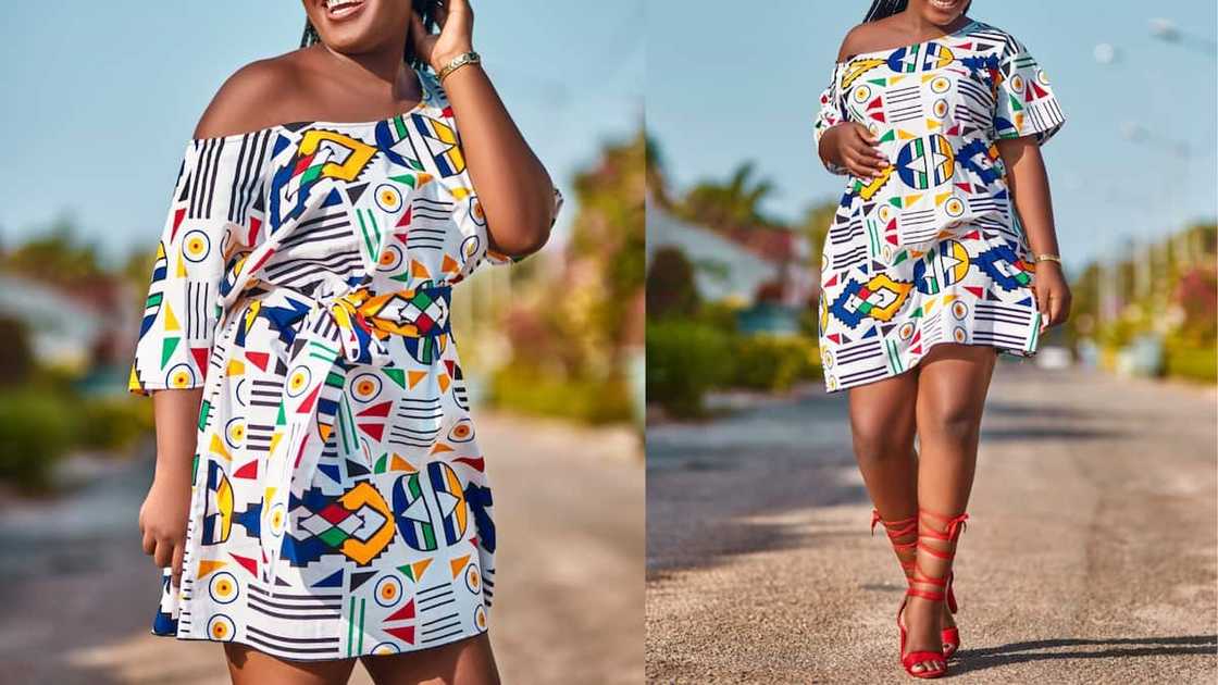 One shoulder wax print outfit with South Africa motif One shoulder wax print outfit with South Africa motif