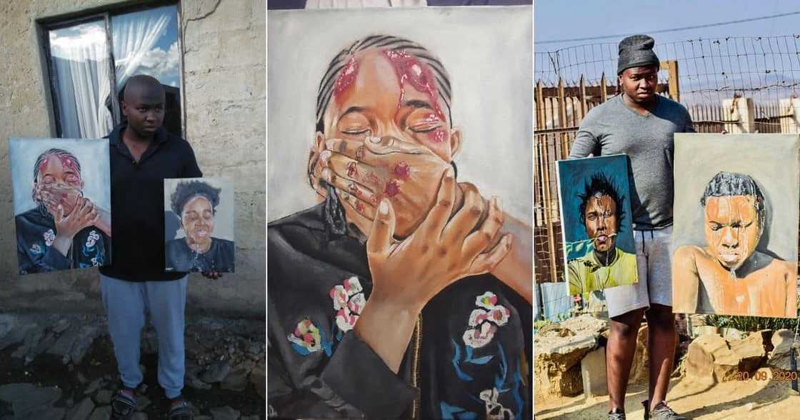 Ladysmith-based artist Minenhle Dubazane speaks against GBV while using art. Image: UGC Ladysmith-based artist Minenhle Dubazane speaks against GBV while using art. Image: UGC