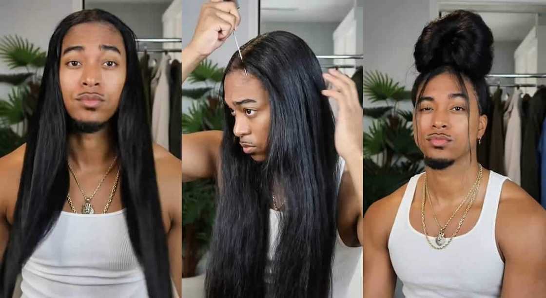 Photos of a man who has so much natural hair.