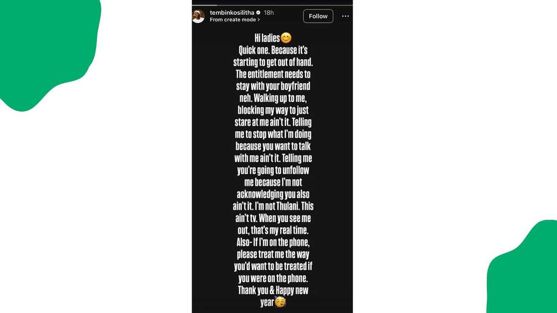 'Gqeberha: The Empire' actor Tembinkosi Ngcukana asks SA women for privacy