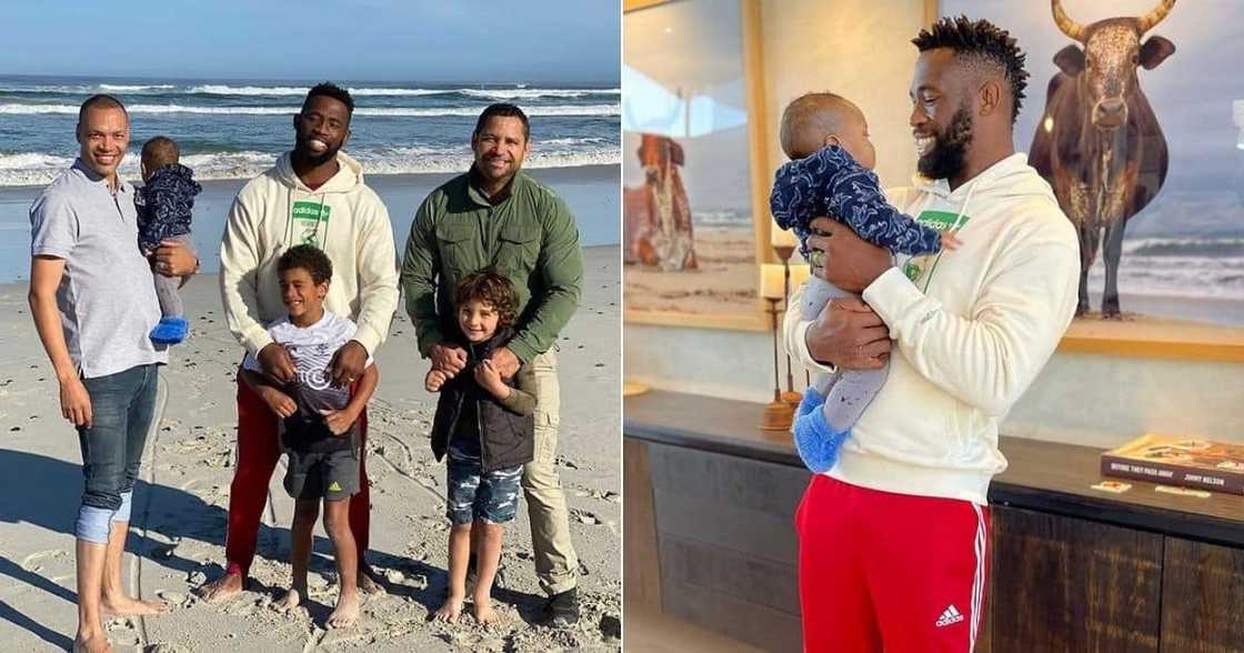 Mzansi believes Springboks skipper Siya Kolisi is a good father as they react to his picture. Image: @Siya_Kolisi_The_Bear/Instagram