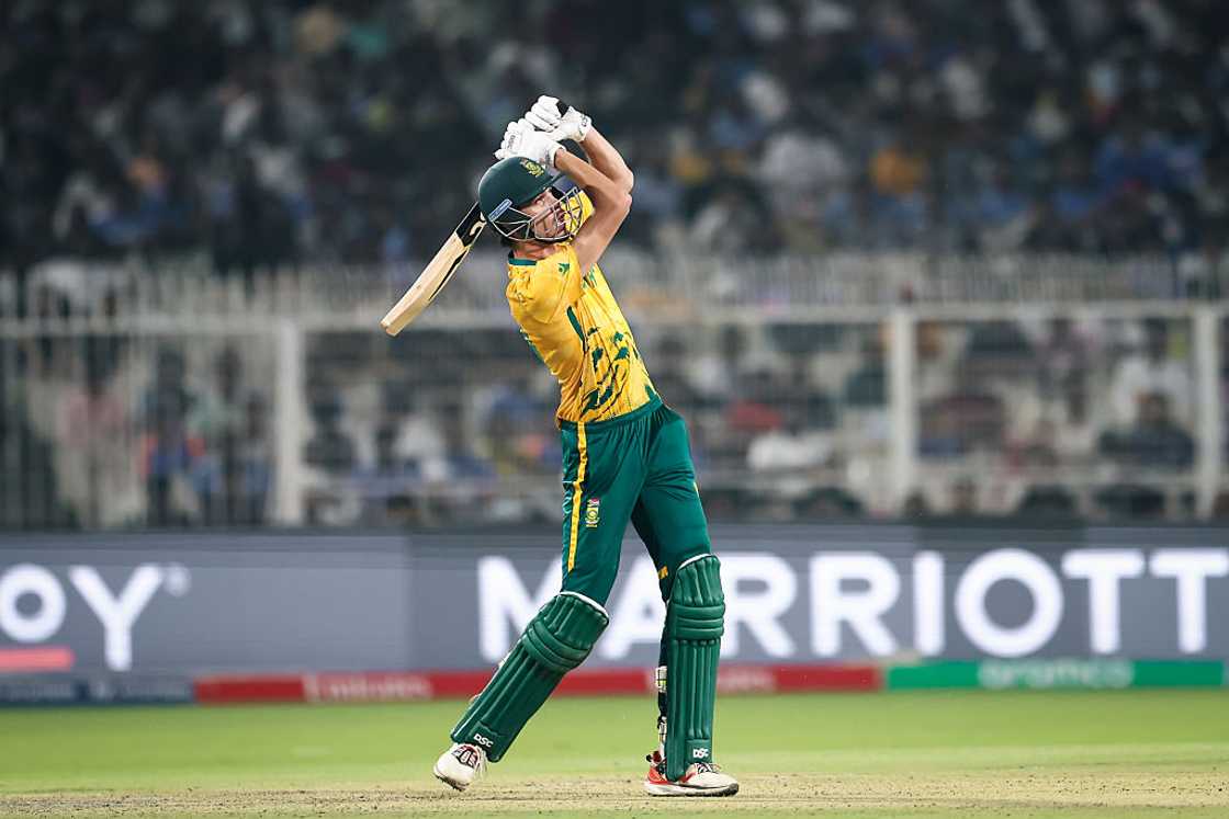 Marco Jansen of South Africa bats during the ICC Men's T20 World Cup Marco Jansen of South Africa bats during the ICC Men's T20 World Cup