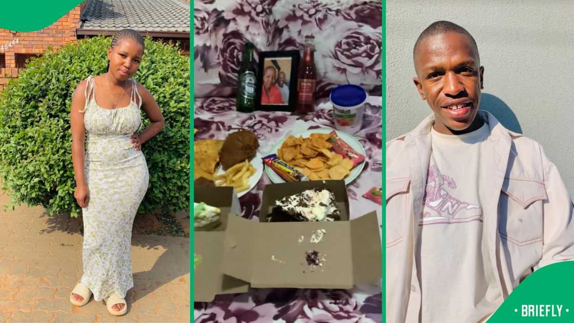 The woman bought cake, pizza, chicken and even drinks for them to enjoy