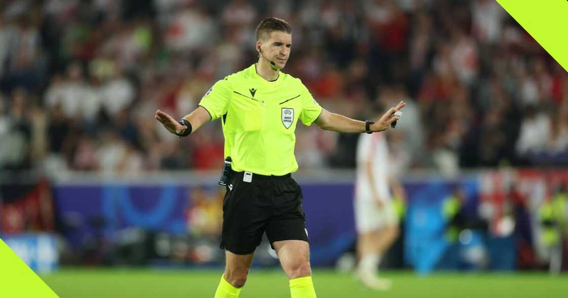 UEFA Euro 2024 final referee at Round of 16 match between Spain and Georgia. UEFA Euro 2024 final referee at Round of 16 match between Spain and Georgia.