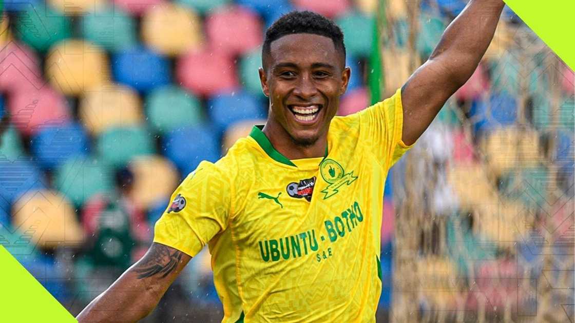 Lucas Ribeiro celebrates his goal during Mamelodi Sundowns' clash against Marumo Gallants. Lucas Ribeiro celebrates his goal during Mamelodi Sundowns' clash against Marumo Gallants.