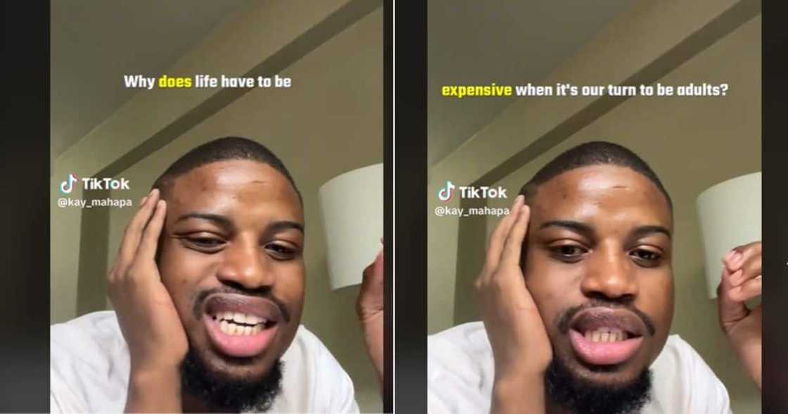 Young man complains about expense of being an adult Young man complains about expense of being an adult