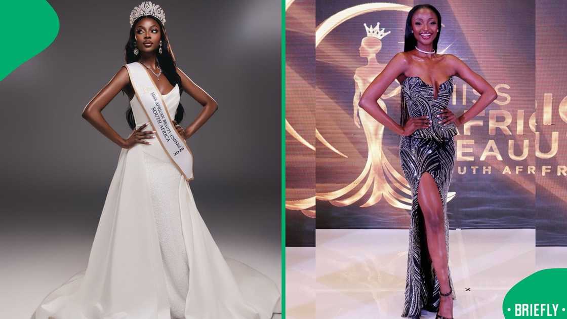 Bajabulise on the right posing at the Miss Universe South Africa 2026 stage