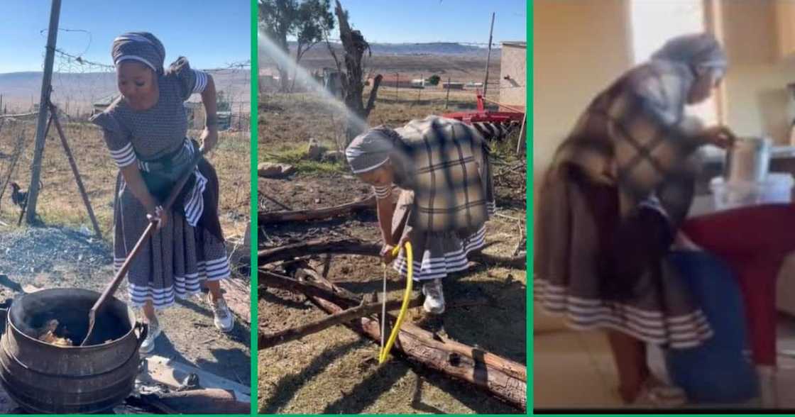 A young woman proudly carried out her Makoti duties in a rural village. A young woman proudly carried out her Makoti duties in a rural village.