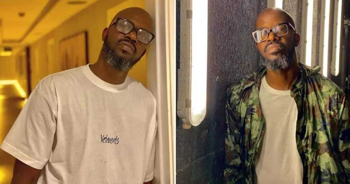 Black Coffee supported his friend Pharrell at his fashion show. Black Coffee supported his friend Pharrell at his fashion show.