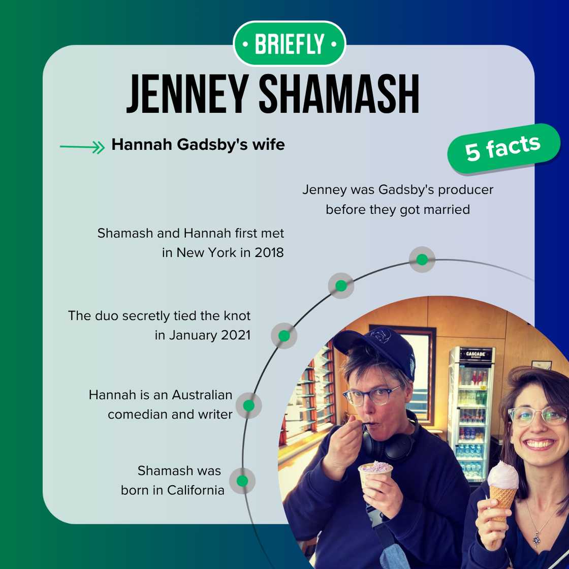 Jenney Shamash is Hannah Gadsby's spouse Jenney Shamash is Hannah Gadsby's spouse