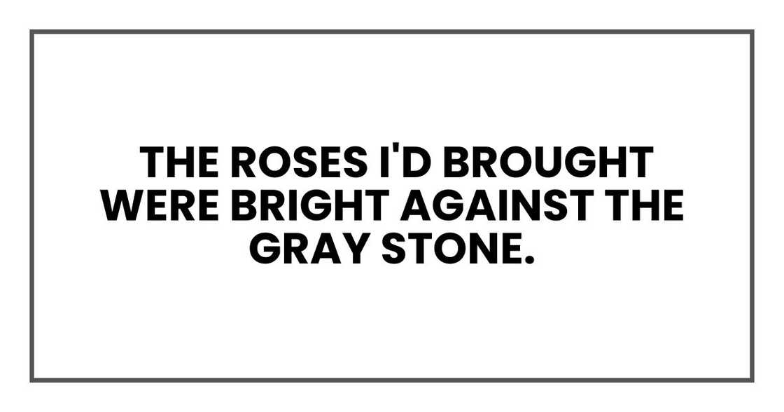 The roses I'd brought were bright against the gray stone The roses I'd brought were bright against the gray stone