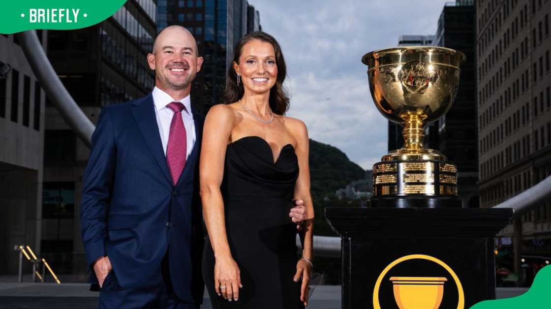 Brian Harman and his wife Kelly Van Slyke at the 2024 Presidents Cup Celebration Brian Harman and his wife Kelly Van Slyke at the 2024 Presidents Cup Celebration